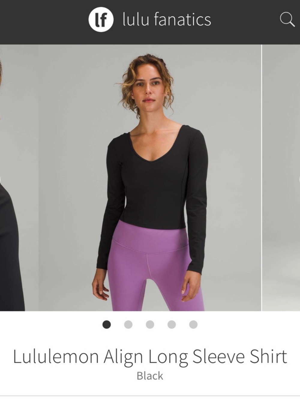 lululemon athletica Black Long Sleeve Scoop Top